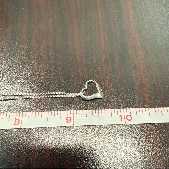 Avon Sterling Silver Ruby accented open heart necklace NIB vintage 2004 - Picture 3 of 7